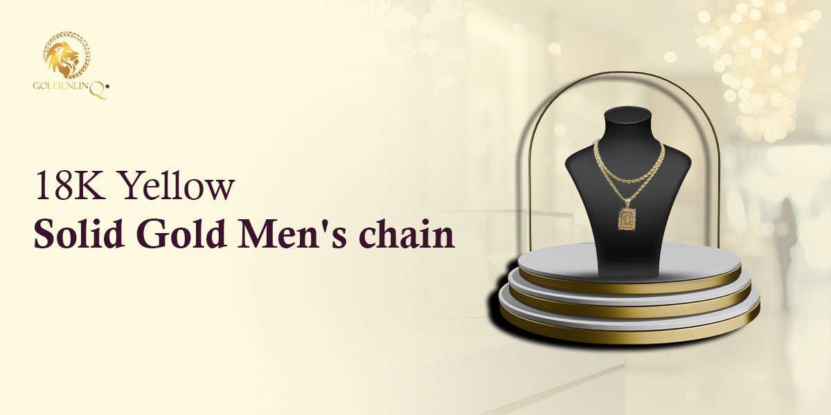 18K Yellow Solid Gold Men's chain