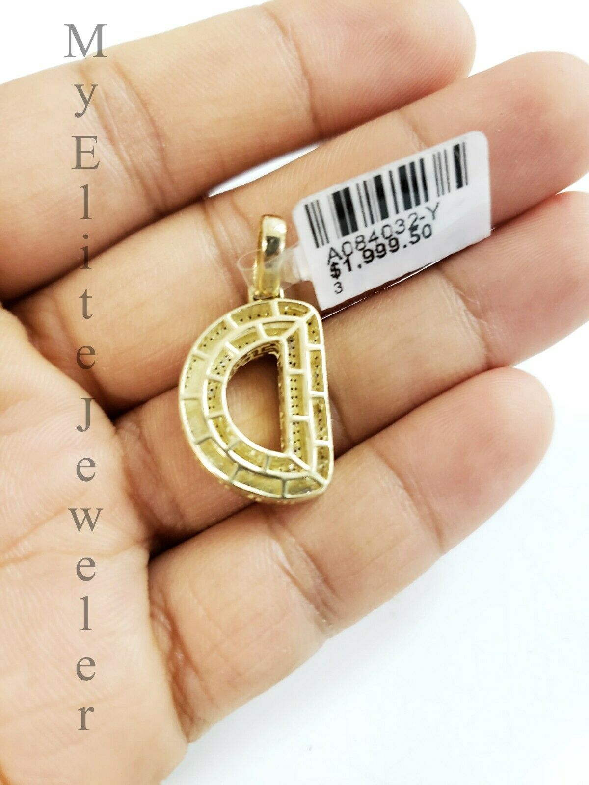 10 K Gold 3mm Chain 0.28 CT Diamond Initial D Charm Alphabet Men's Ladies Letter - GoldenlinQ