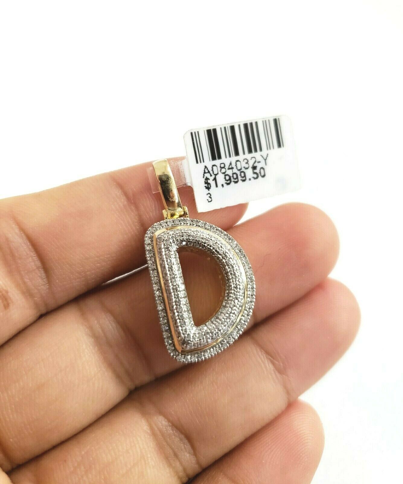 10 K Gold 3mm Chain 0.28 CT Diamond Initial D Charm Alphabet Men's Ladies Letter - GoldenlinQ