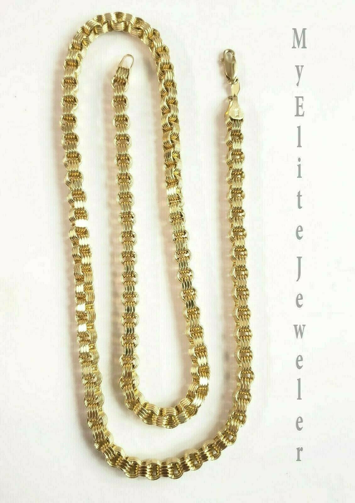 10 KT Yellow Gold Byzantine Box Chain Necklace 5mm 24 Inch Lobster Lock REAL 10K - GoldenlinQ