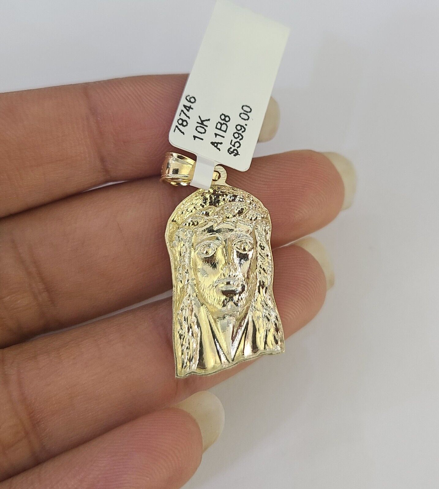 10k 2.5mm Rope Chain Jesus Head Pendant 18" - 30" Yellow Gold Set Charm Necklace - GoldenlinQ