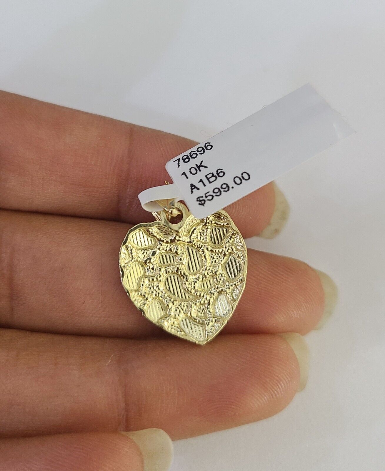 10k 2.5mm Rope Chain Nugget Heart Pendant 18" - 30" Yellow Gold Set Charm Necklace - GoldenlinQ