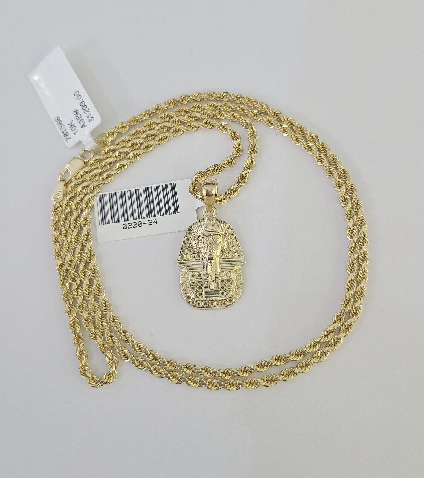 10k 2.5mm Rope Chain Pharaoh Pendant 18" - 30" Yellow Gold Set Charm Necklace - GoldenlinQ