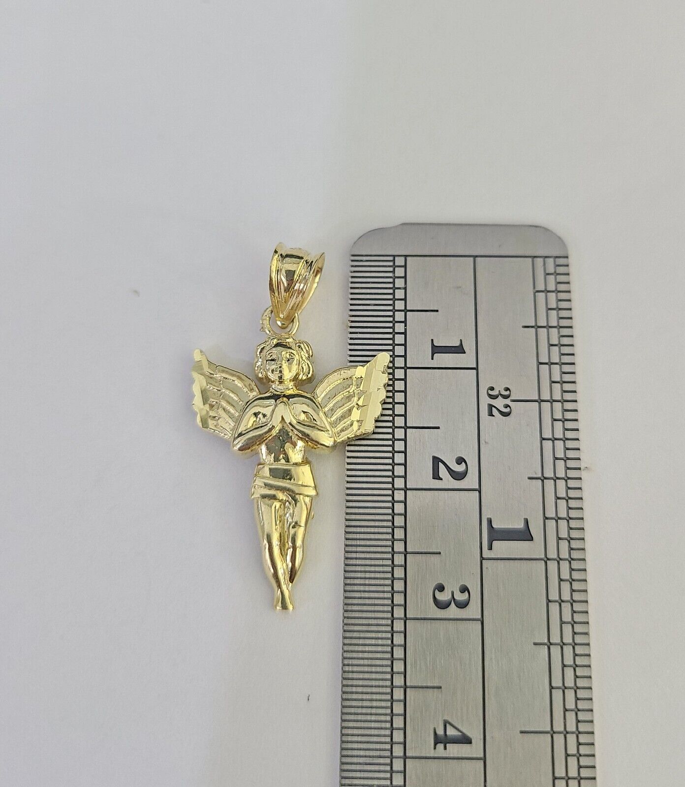 10k 2.5mm Rope Chain Praying Angel Pendant 18" - 30 Yellow Gold Set Charm Necklace - GoldenlinQ