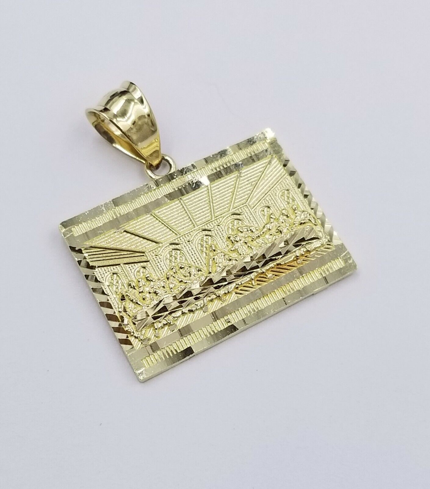 10k 2.5mm Rope Gold Last supper Charm Pendant Chain 18" 20" 22" 24" 26" 28" - GoldenlinQ