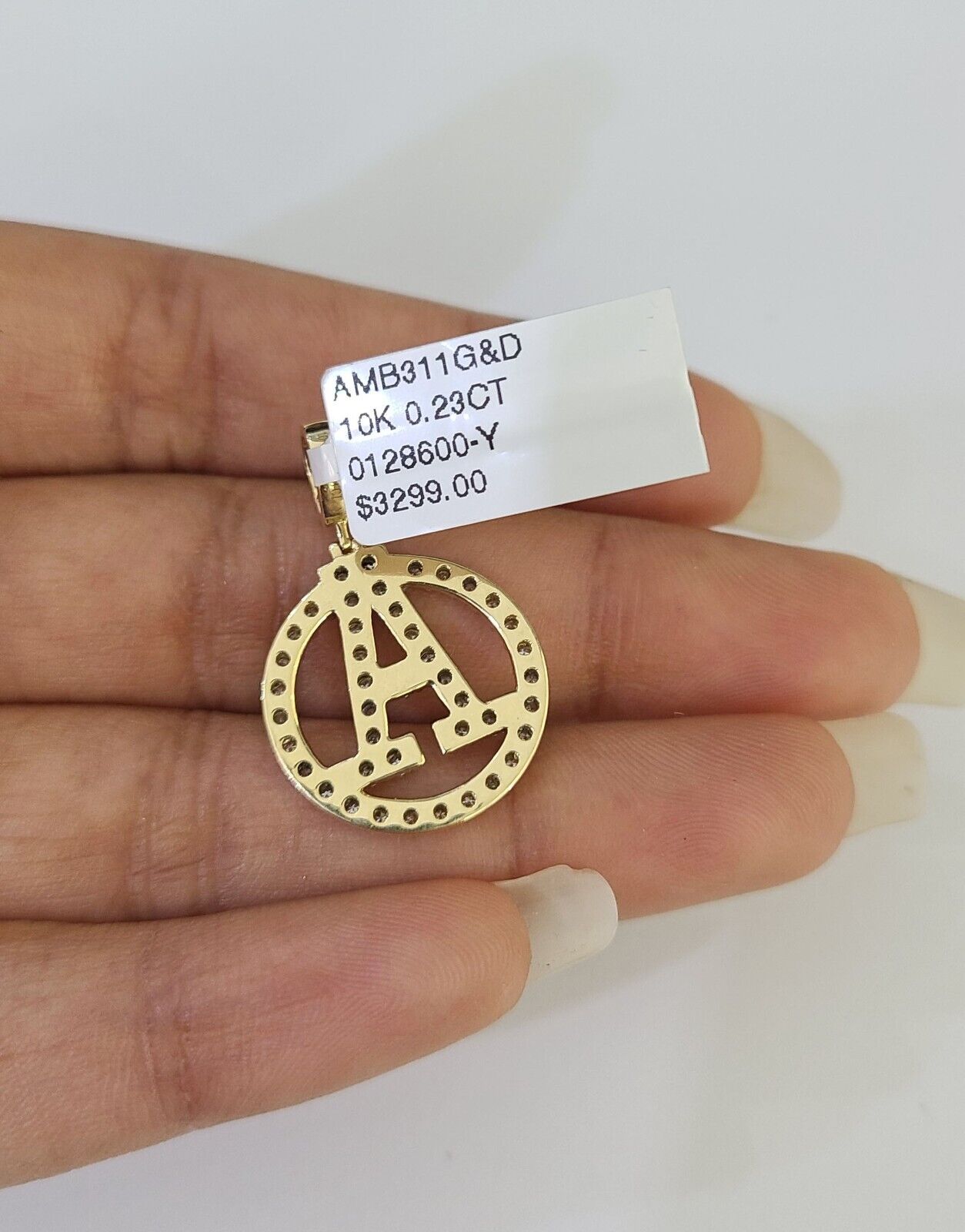 10k 3mm Rope Chain A Diamond Pendant Alphabet 18" - 30" Gold Set Charm Necklace - GoldenlinQ