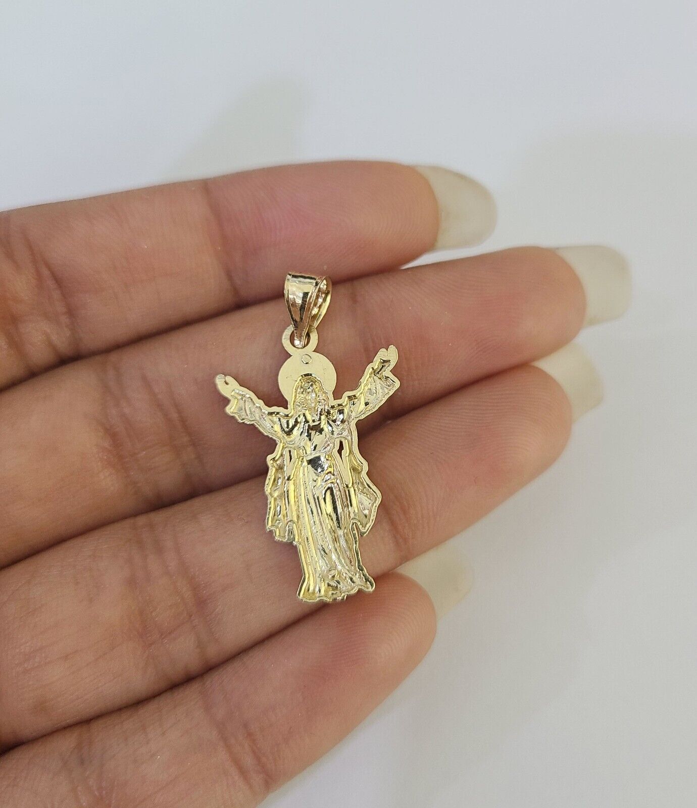 10k 3mm Rope Chain Jesus Full Body Pendant 18" - 30" Gold Set Charm Necklace - GoldenlinQ