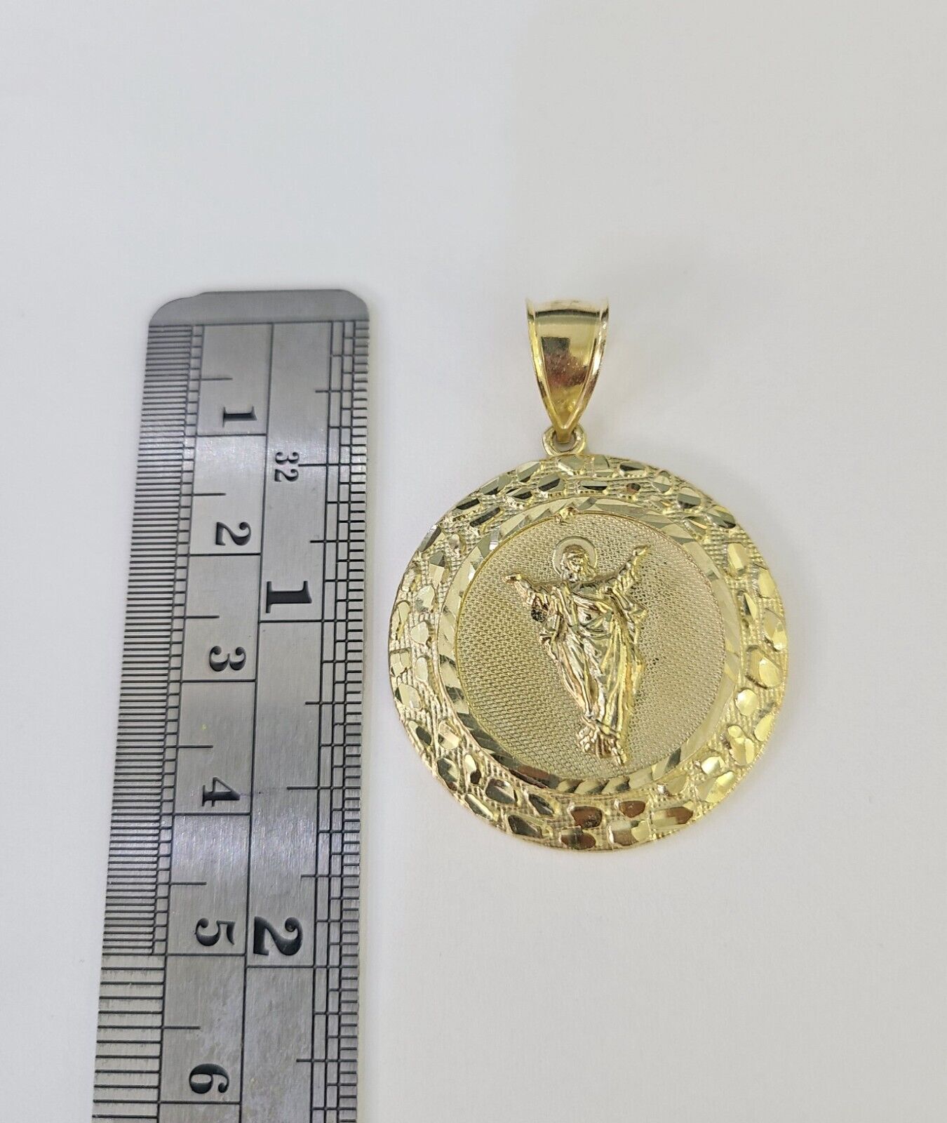 10k 3mm Rope Chain Nugget Medallion Guadalupe Pendant 18" - 30" Set Charm Necklace - GoldenlinQ