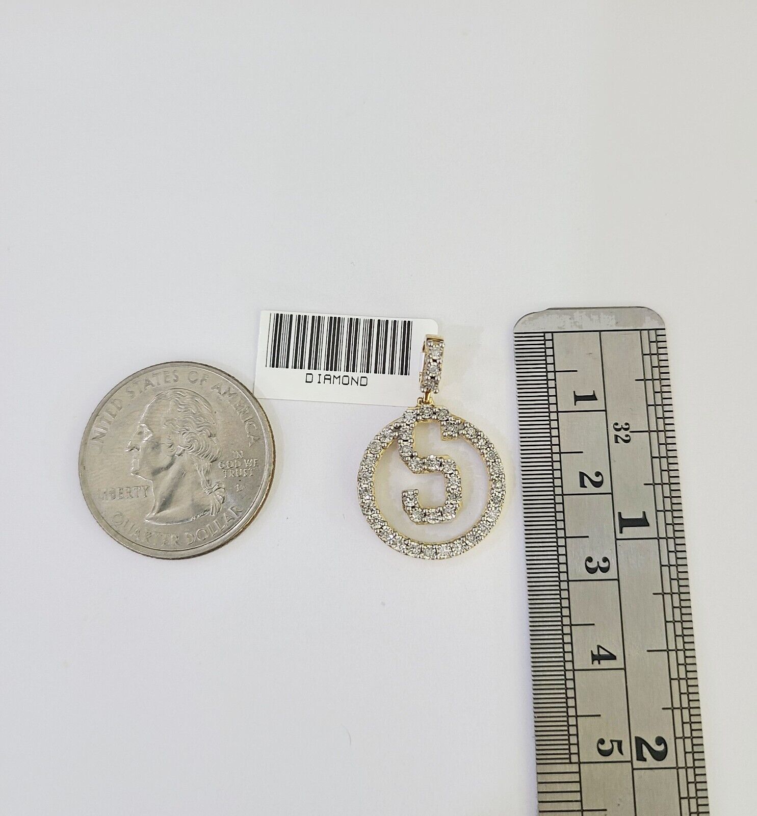 10k 3mm Rope Chain S Diamond Pendant Alphabet 18" - 30" Gold Set Charm Necklace - GoldenlinQ