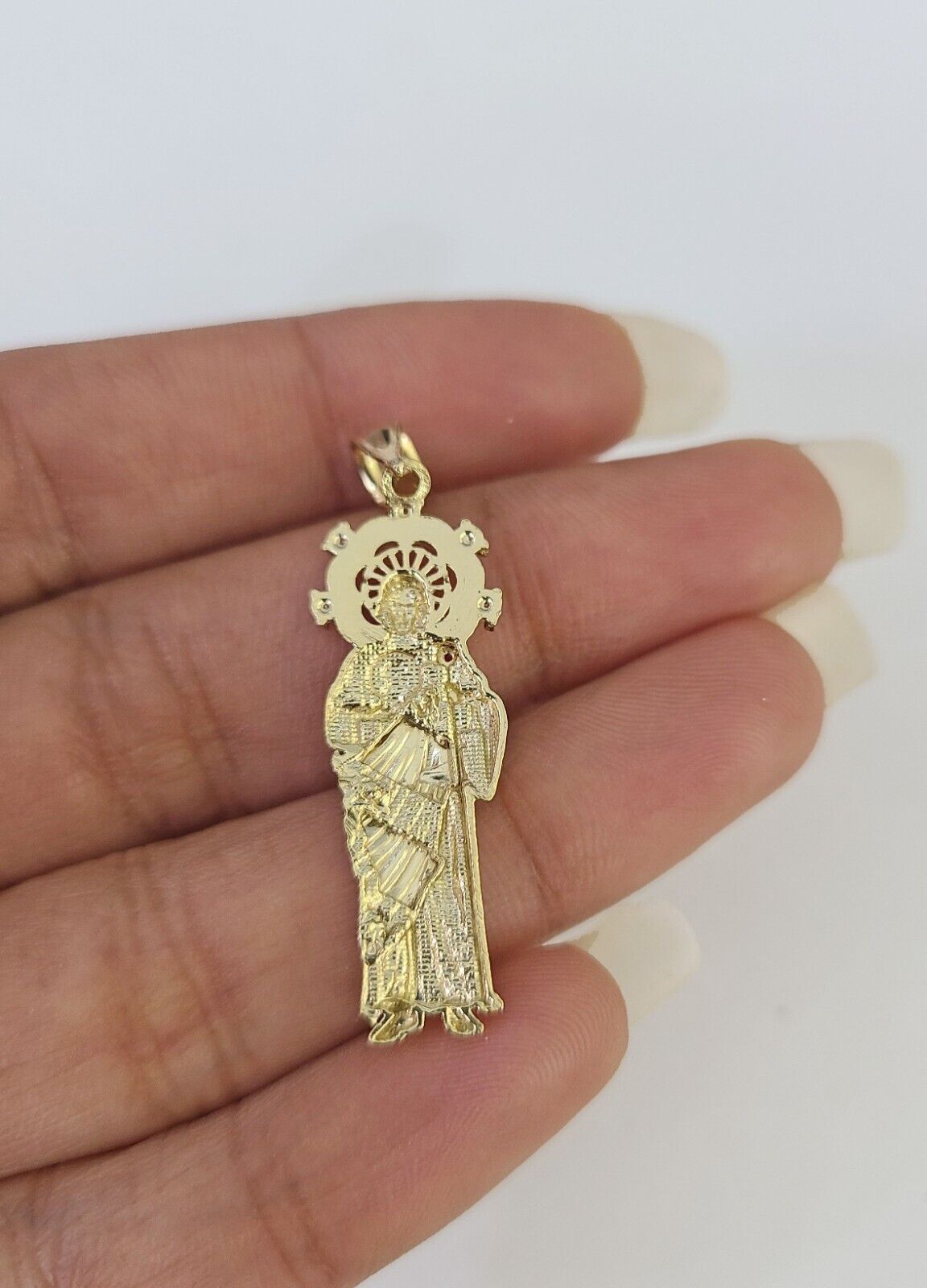 10k 3mm Rope Chain Saint Jude Pendant 18" - 30" Yellow Gold Set Charm Necklace - GoldenlinQ