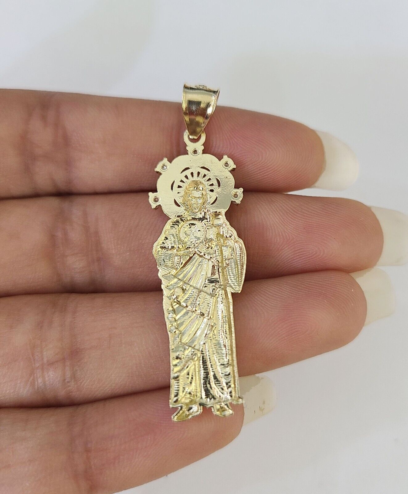 10k 3mm Rope Chain Saint Jude Pendant 18" - 30" Yellow Gold Set Charm Necklace - GoldenlinQ