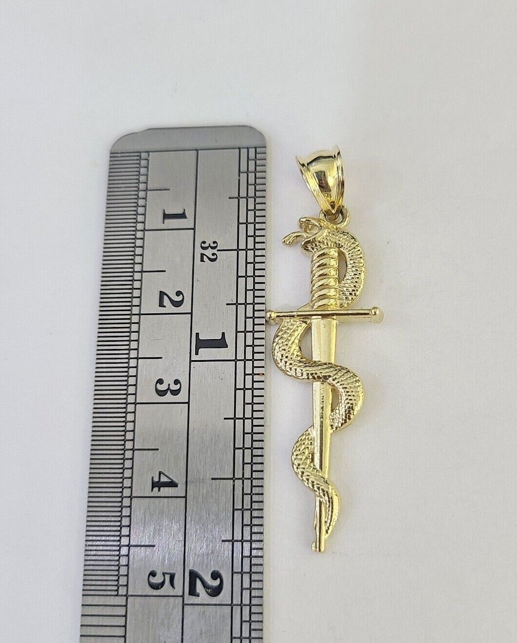 10k 3mm Rope Chain Snake Sword Pendant 18" - 30" Yellow Gold Set Charm Necklace - GoldenlinQ