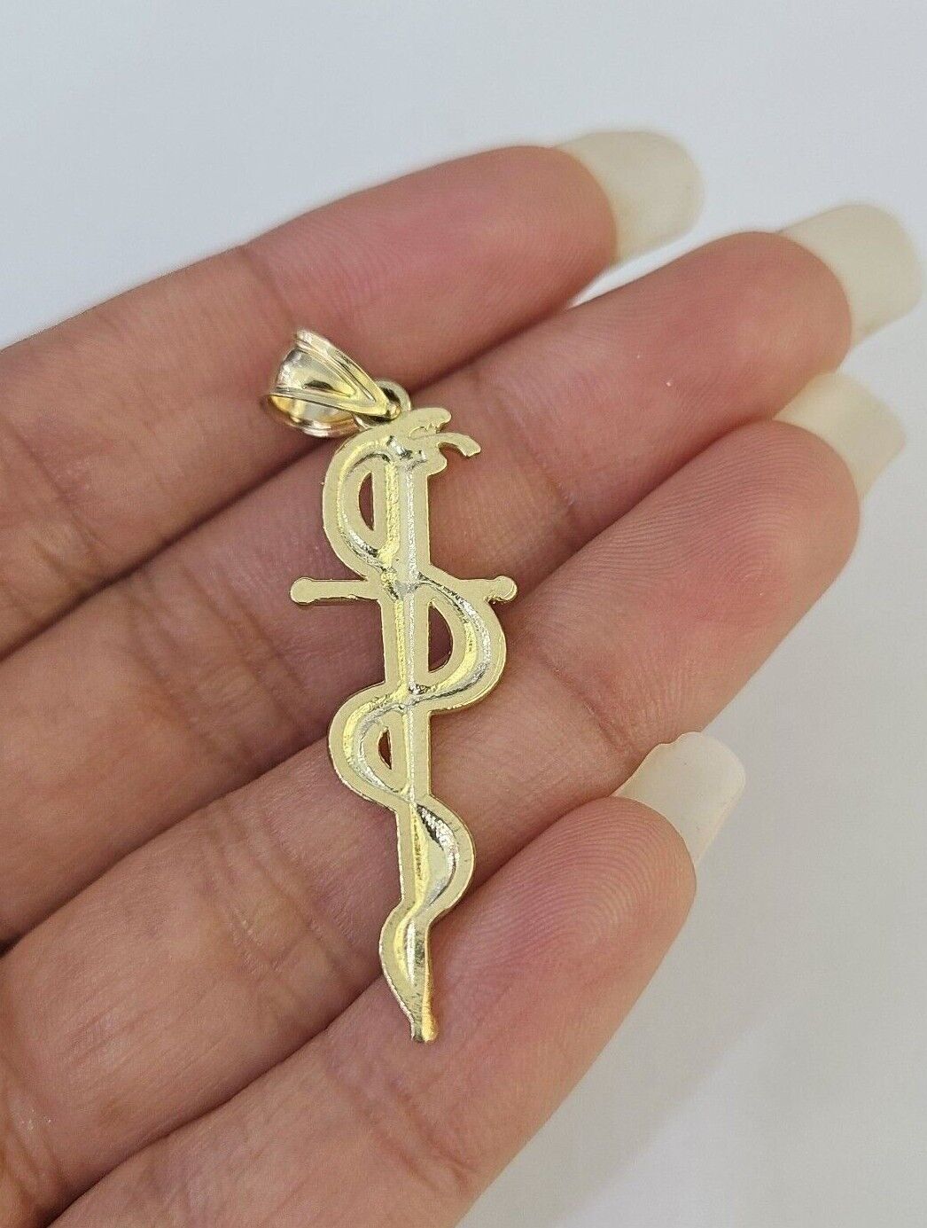 10k 3mm Rope Chain Snake Sword Pendant 18" - 30" Yellow Gold Set Charm Necklace - GoldenlinQ