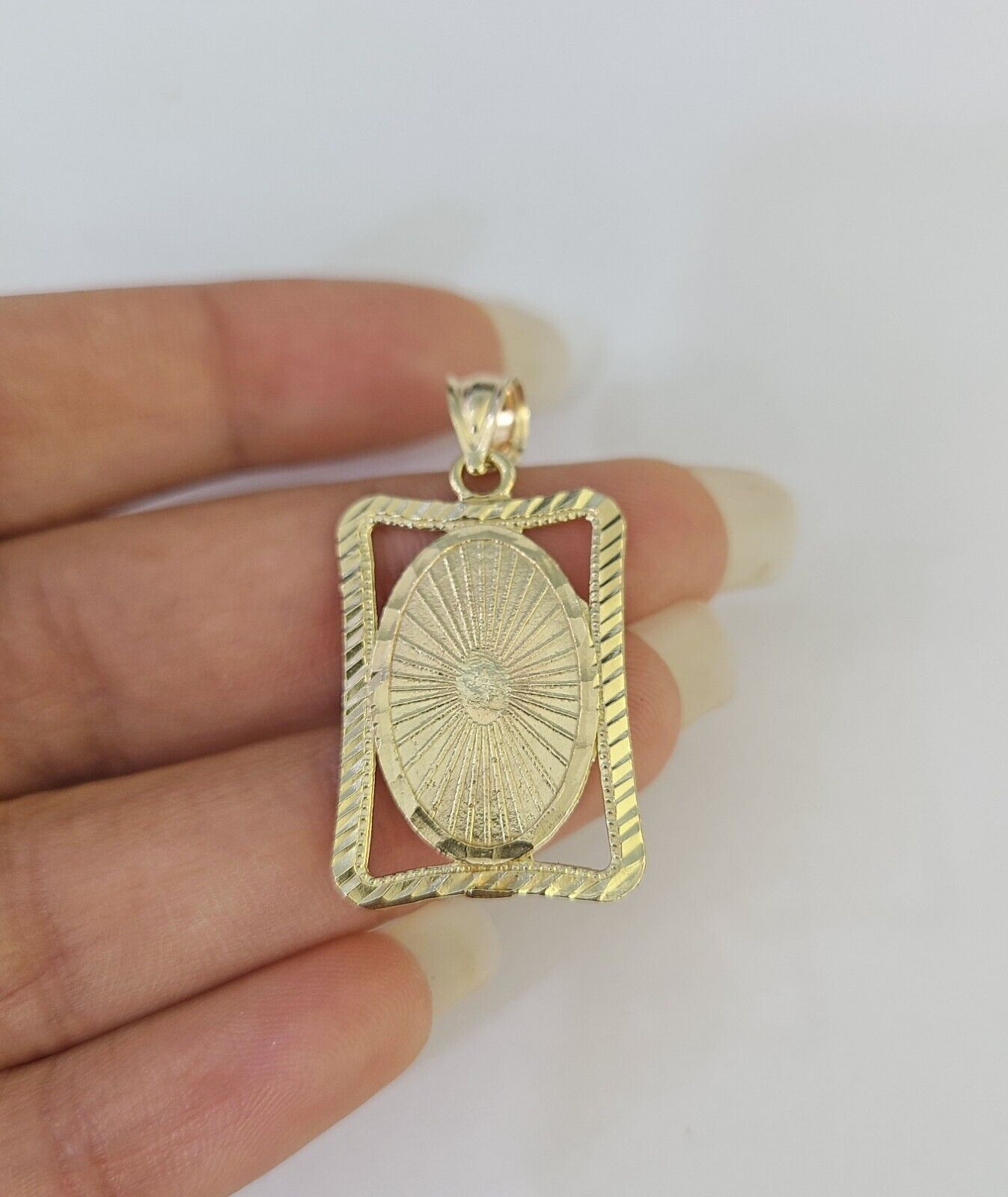 10k 3mm Rope Chain Virgin Mary Pendant 18" - 30" Yellow Gold Set Charm Necklace - GoldenlinQ