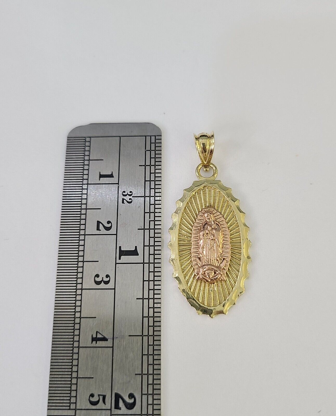 10k 3mm Rope Chain Virgin Mary Pendant 18" - 30" Yellow Gold Set Charm Necklace - GoldenlinQ