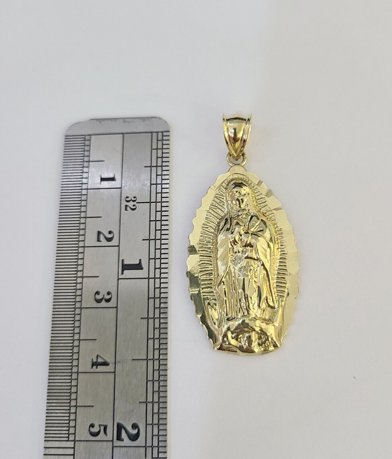 10k 3mm Rope Chain Virgin Mary Pendant 18" - 30" Yellow Gold Set Charm Necklace - GoldenlinQ