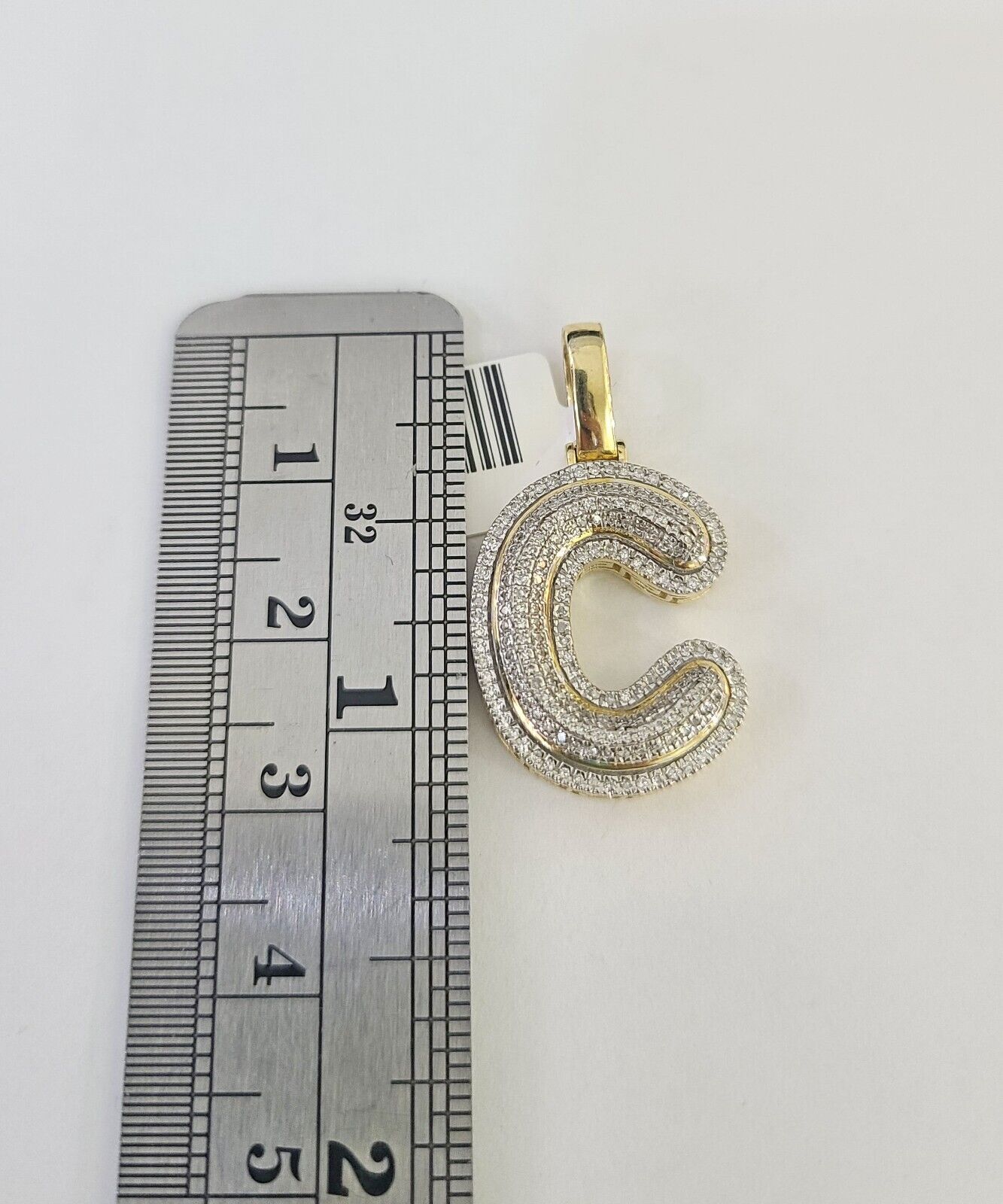10k 3mm Rope Solid Chain C Diamond Pendant Alphabet 18" - 28" Gold Charm Necklace - GoldenlinQ