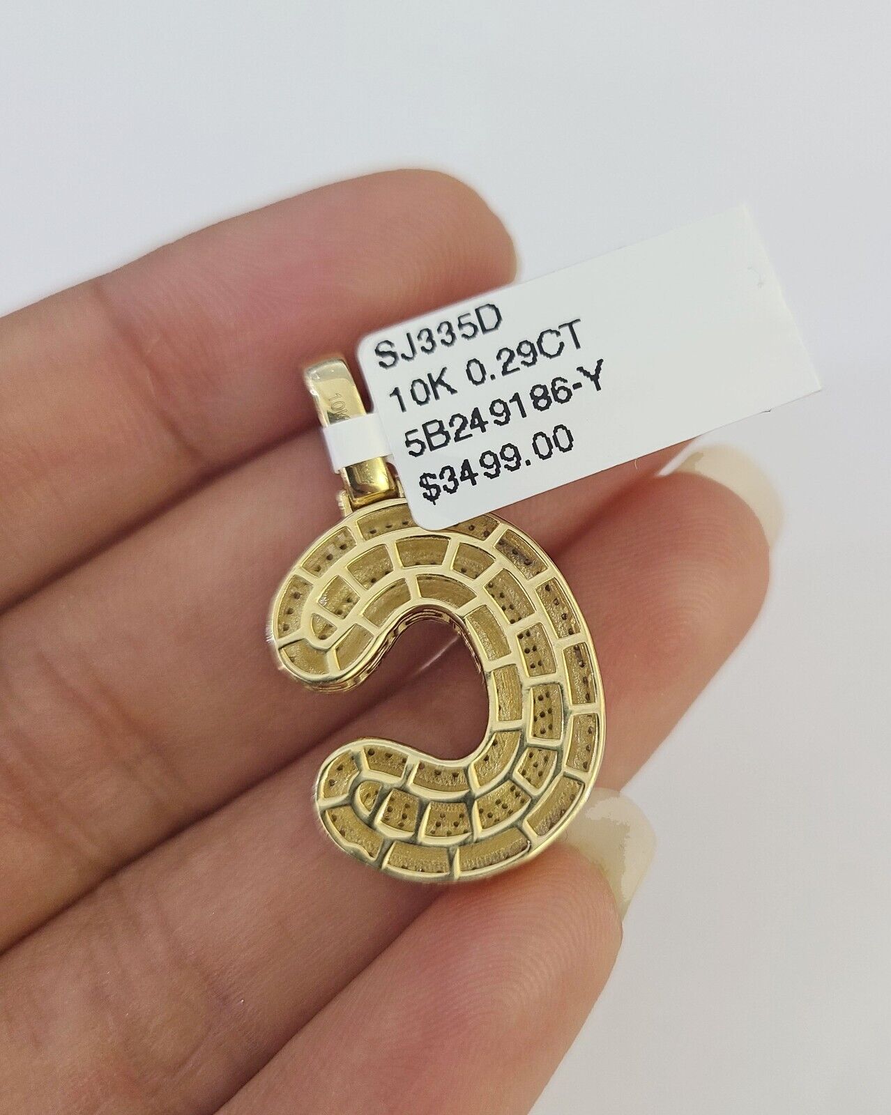 10k 3mm Rope Solid Chain C Diamond Pendant Alphabet 18" - 28" Gold Charm Necklace - GoldenlinQ