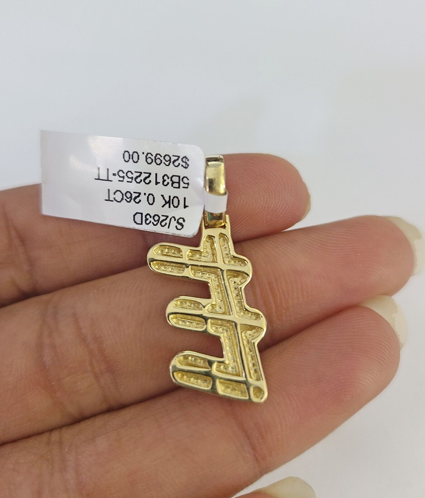 10k 3mm Rope Solid Chain E Diamond Pendant Alphabet 18" - 28" Gold Charm Necklace - GoldenlinQ