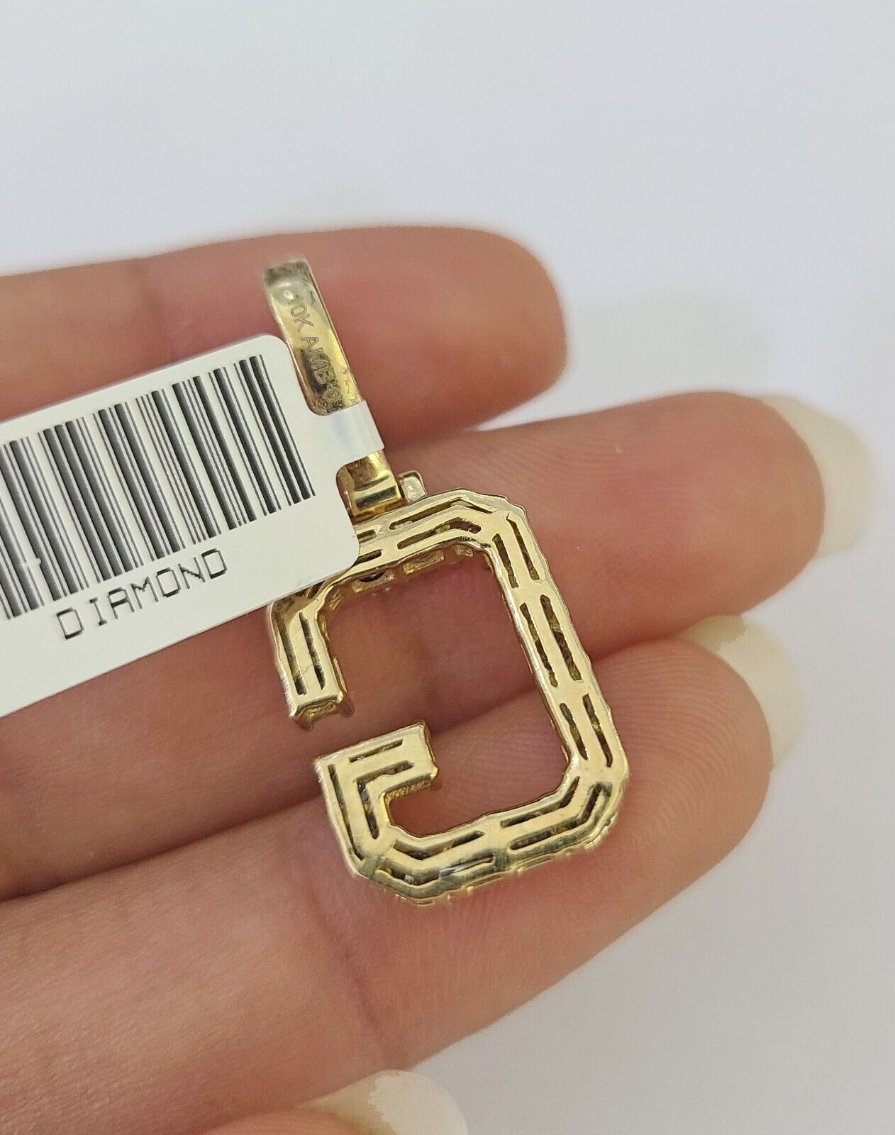 10k 3mm Rope Solid Chain G Diamond Pendant Alphabet 18" - 28" Gold Charm Necklace - GoldenlinQ