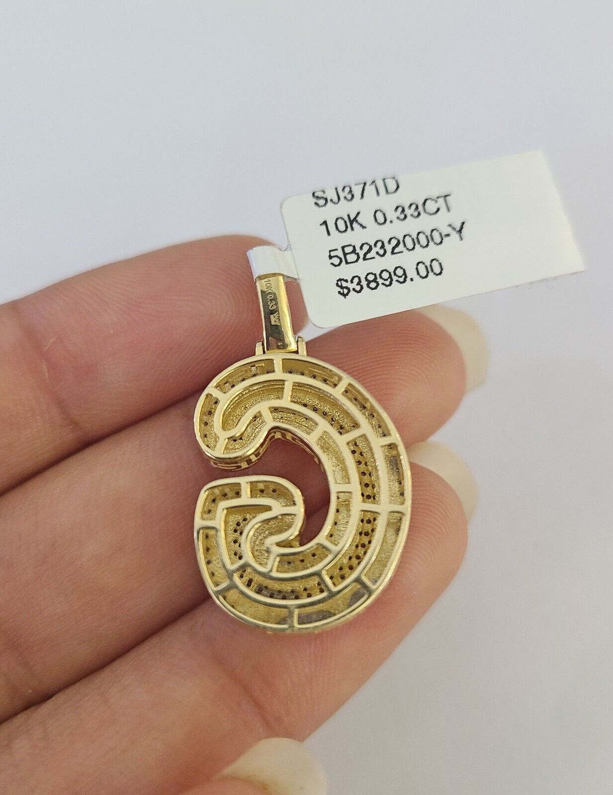 10k 3mm Rope Solid Chain G Diamond Pendant Alphabet 18" - 28" Gold Charm Necklace - GoldenlinQ