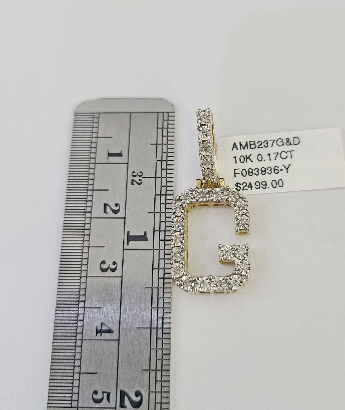 10k 3mm Rope Solid Chain G Diamond Pendant Alphabet 18" - 28" Gold Charm Necklace - GoldenlinQ