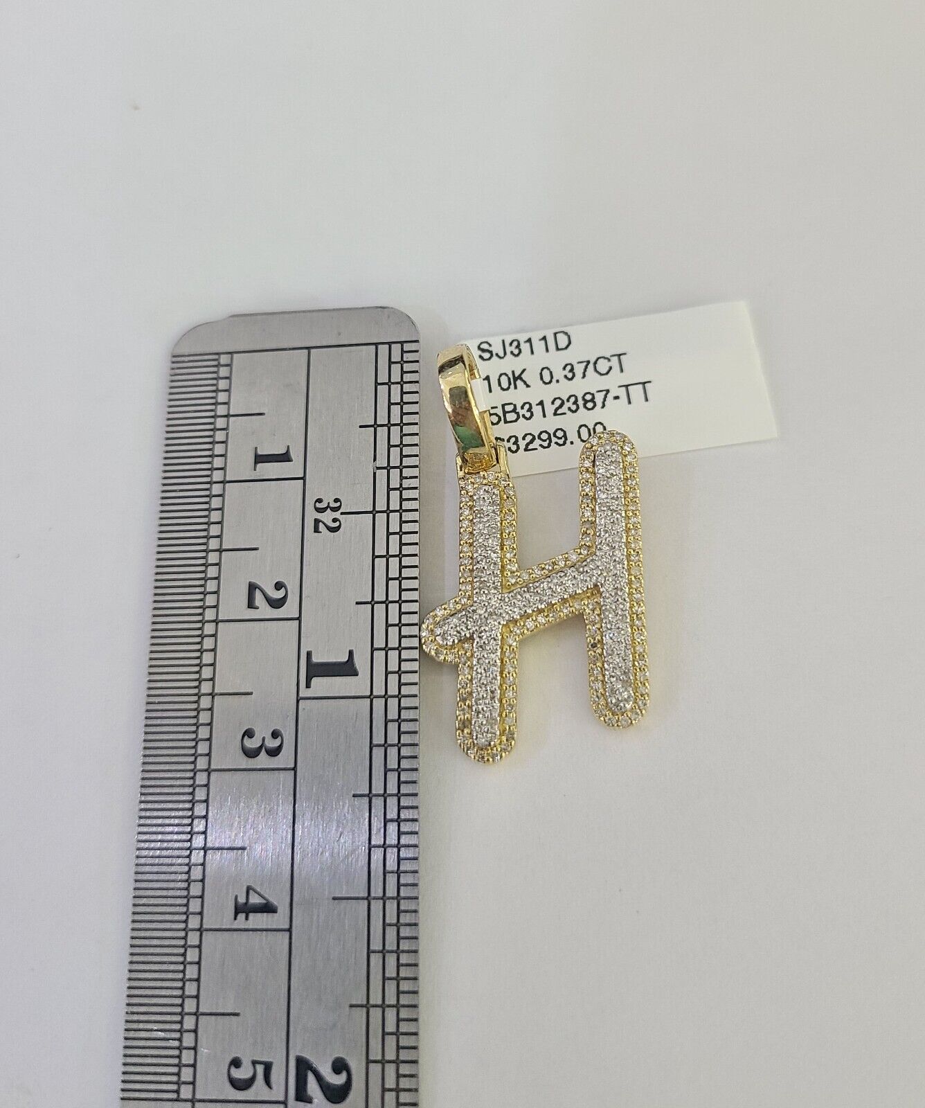 10k 3mm Rope Solid Chain H Diamond Pendant Alphabet 18" - 28" Gold Charm Necklace - GoldenlinQ