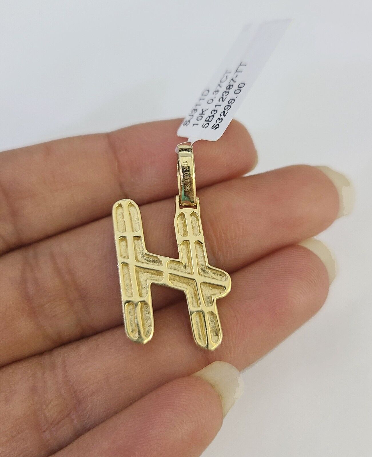 10k 3mm Rope Solid Chain H Diamond Pendant Alphabet 18" - 28" Gold Charm Necklace - GoldenlinQ