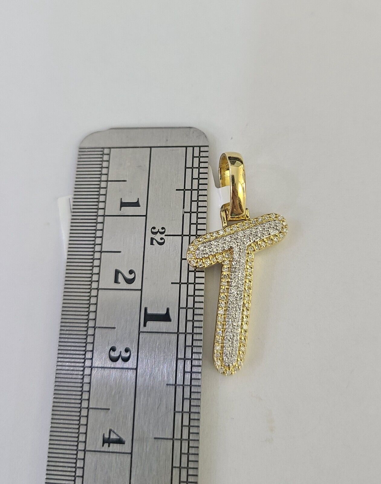 10k 3mm Rope Solid Chain T Diamond Pendant Alphabet 18" - 28" Gold Charm Necklace - GoldenlinQ