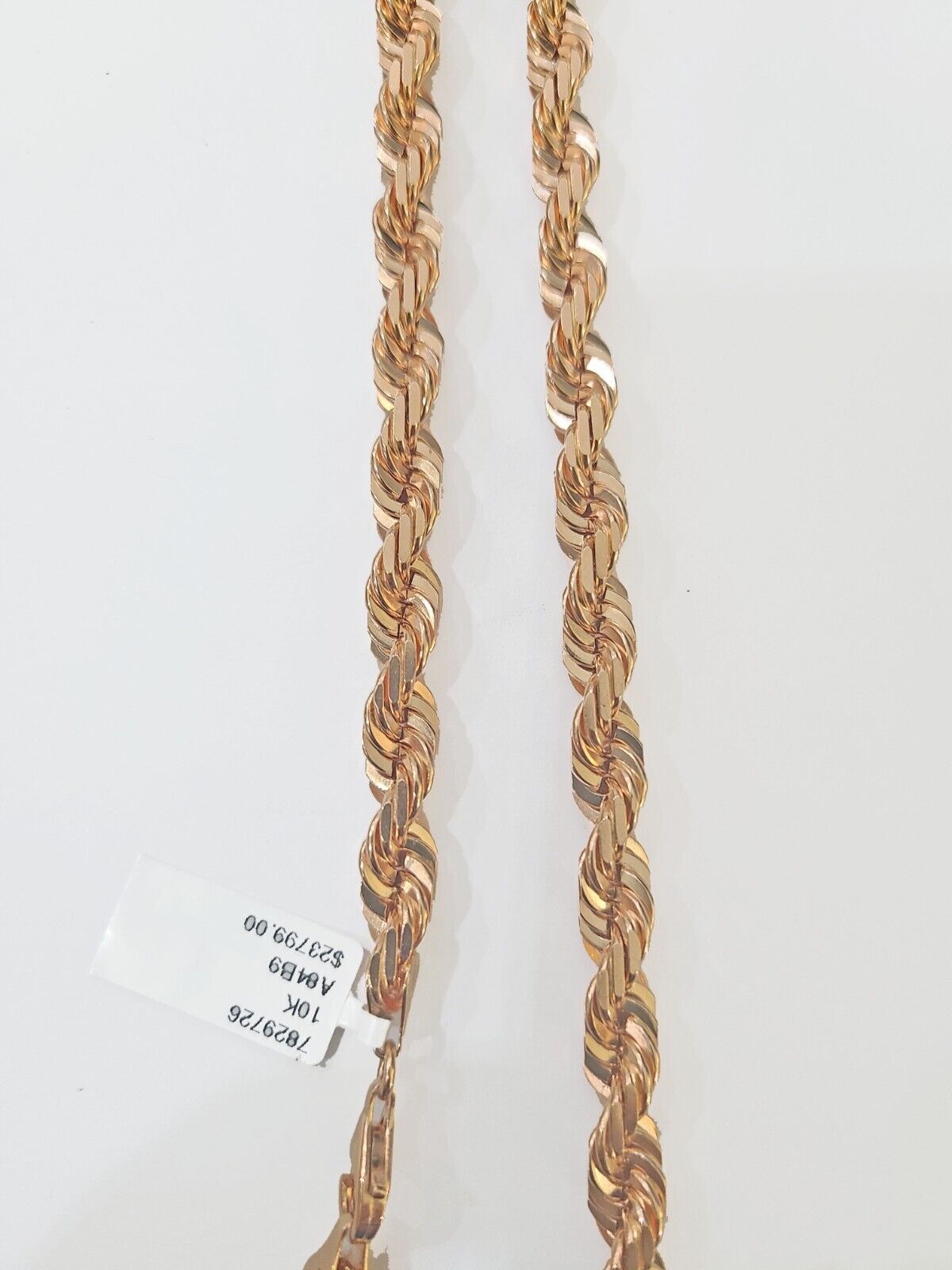 10k 7mm Solid Rose Gold Rope Chain Necklace 22" Inches with Diamond Cut - GoldenlinQ