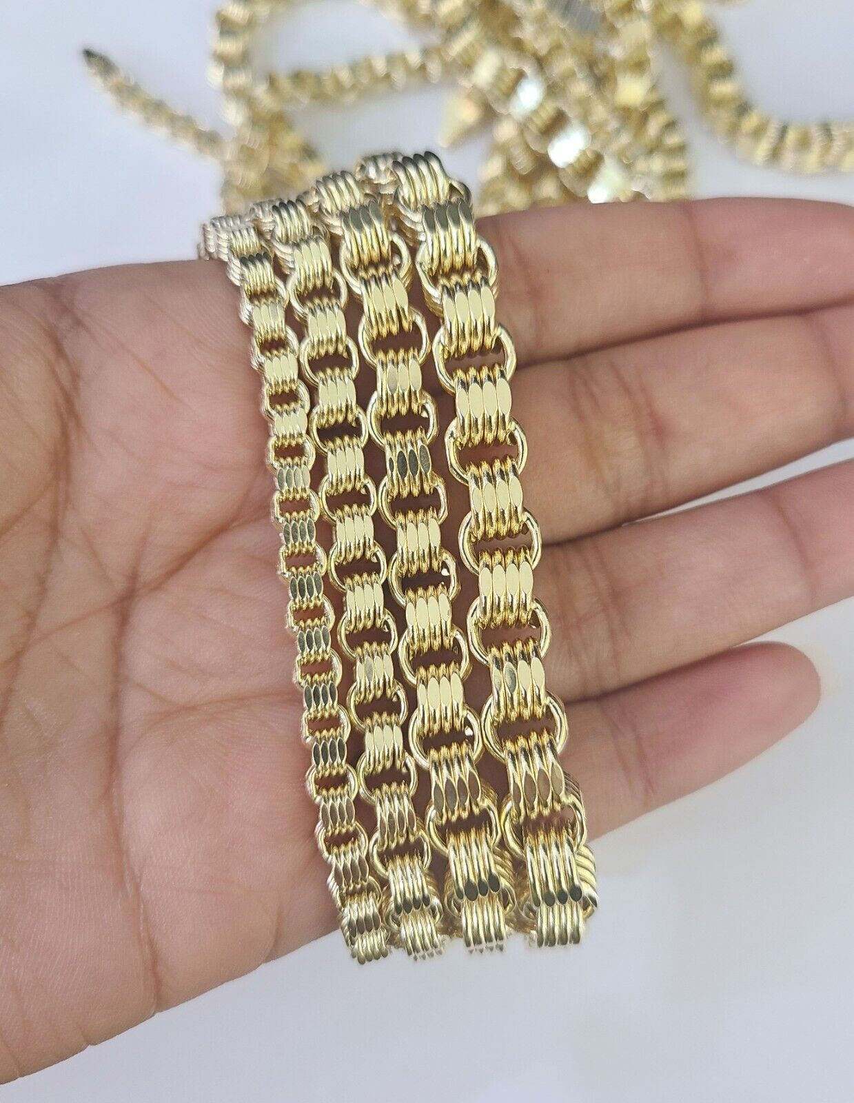 10k Byzantine Chain Yellow Gold Necklace 4mm - 7mm 20 - 30 Inches Real Men Women - GoldenlinQ