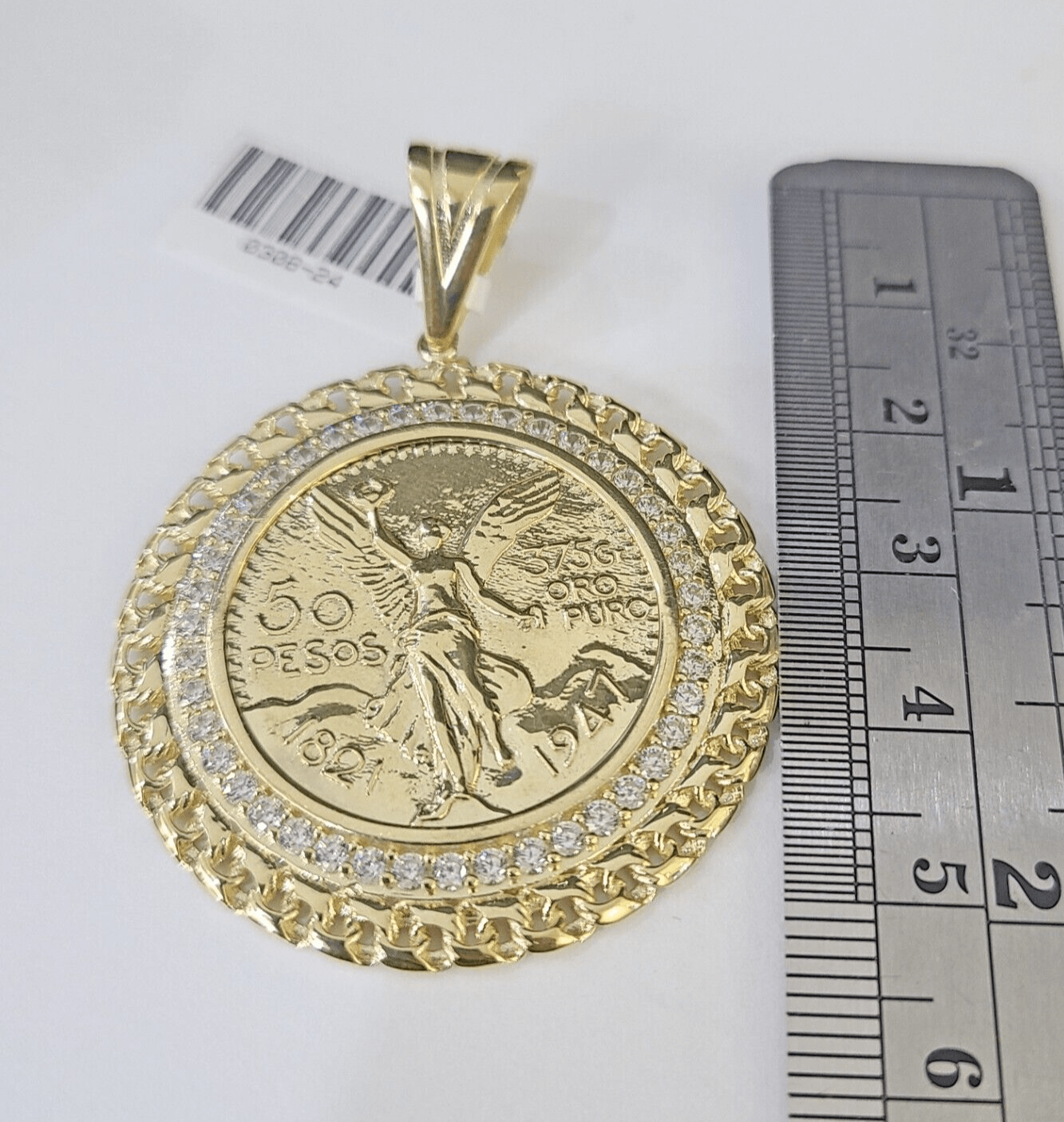 10k Centenario Coin Charm Yellow Gold 50 Pesos 1947 Mexico/Mexican Coin 2" - GoldenlinQ