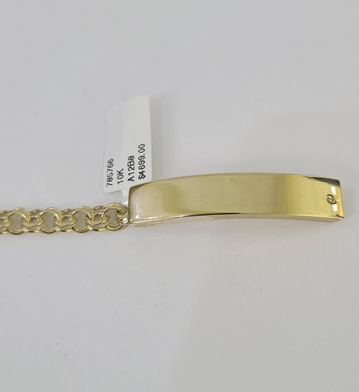 10k Chino ID Bracelet Yellow Gold Box Lock Real 10kt 5.5" - GoldenlinQ