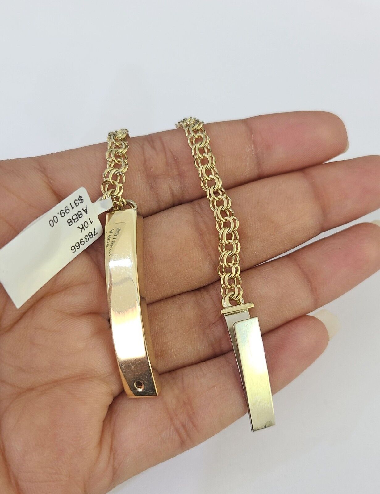 10k Chino ID Bracelet Yellow Gold Box Lock Real 10kt 5.5" - GoldenlinQ