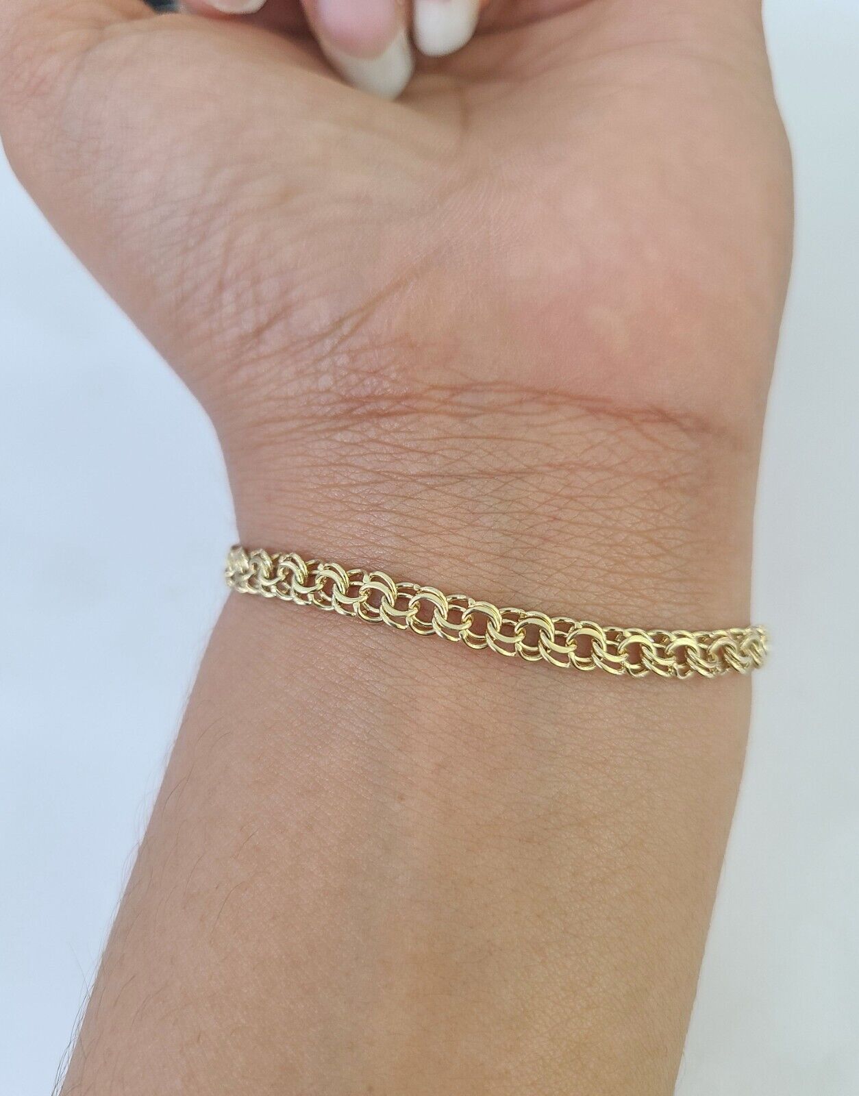 10k Chino ID Bracelet Yellow Gold Box Lock Real 10kt 6.25" - GoldenlinQ