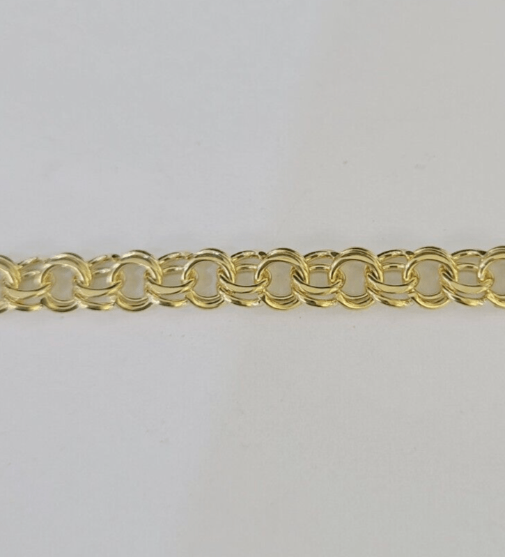 10k Chino ID Bracelet Yellow Gold Box Lock Real 10kt 6.25" - GoldenlinQ
