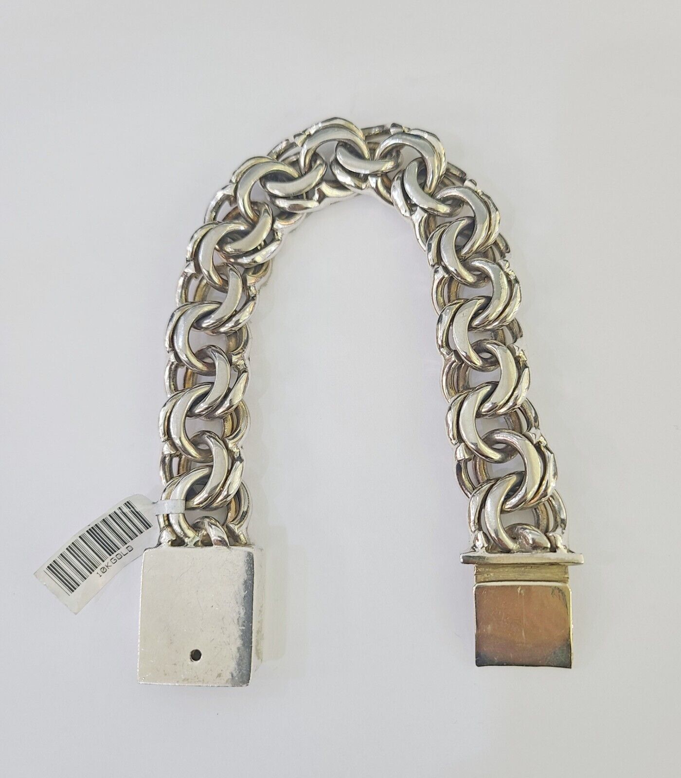 10k Chino Link ID Bracelet White Gold 16mm 9 Inches Solid For Men's 10kt Real - GoldenlinQ