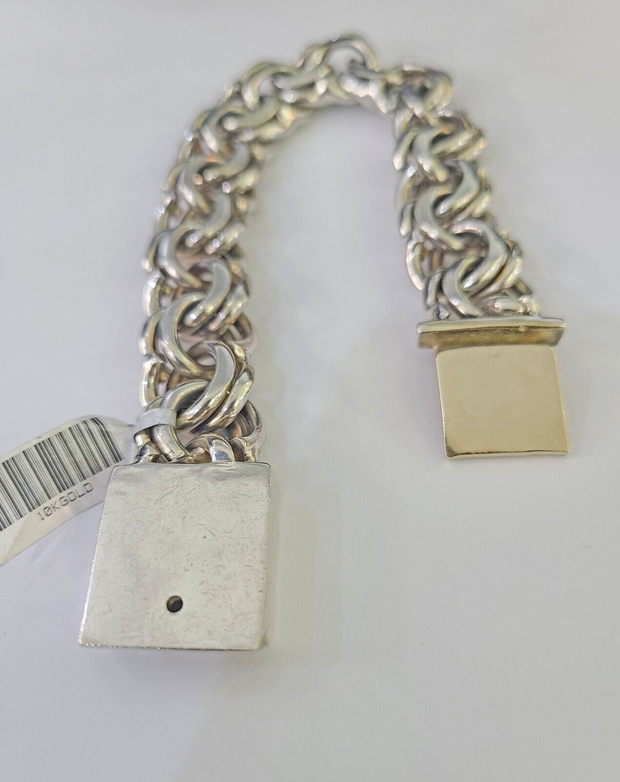 10k Chino Link ID Bracelet White Gold 16mm 9 Inches Solid For Men's 10kt Real - GoldenlinQ