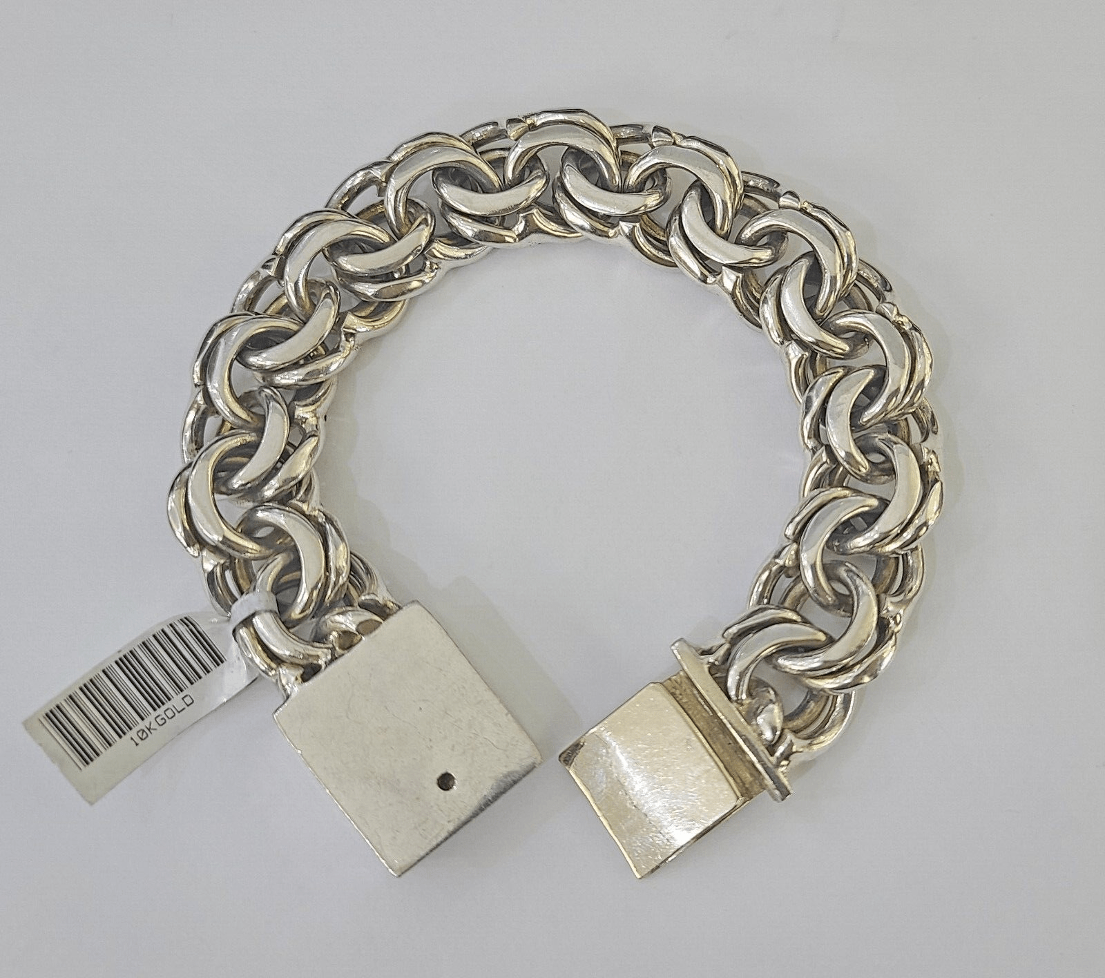 10k Chino Link ID Bracelet White Gold 16mm 9 Inches Solid For Men's 10kt Real - GoldenlinQ