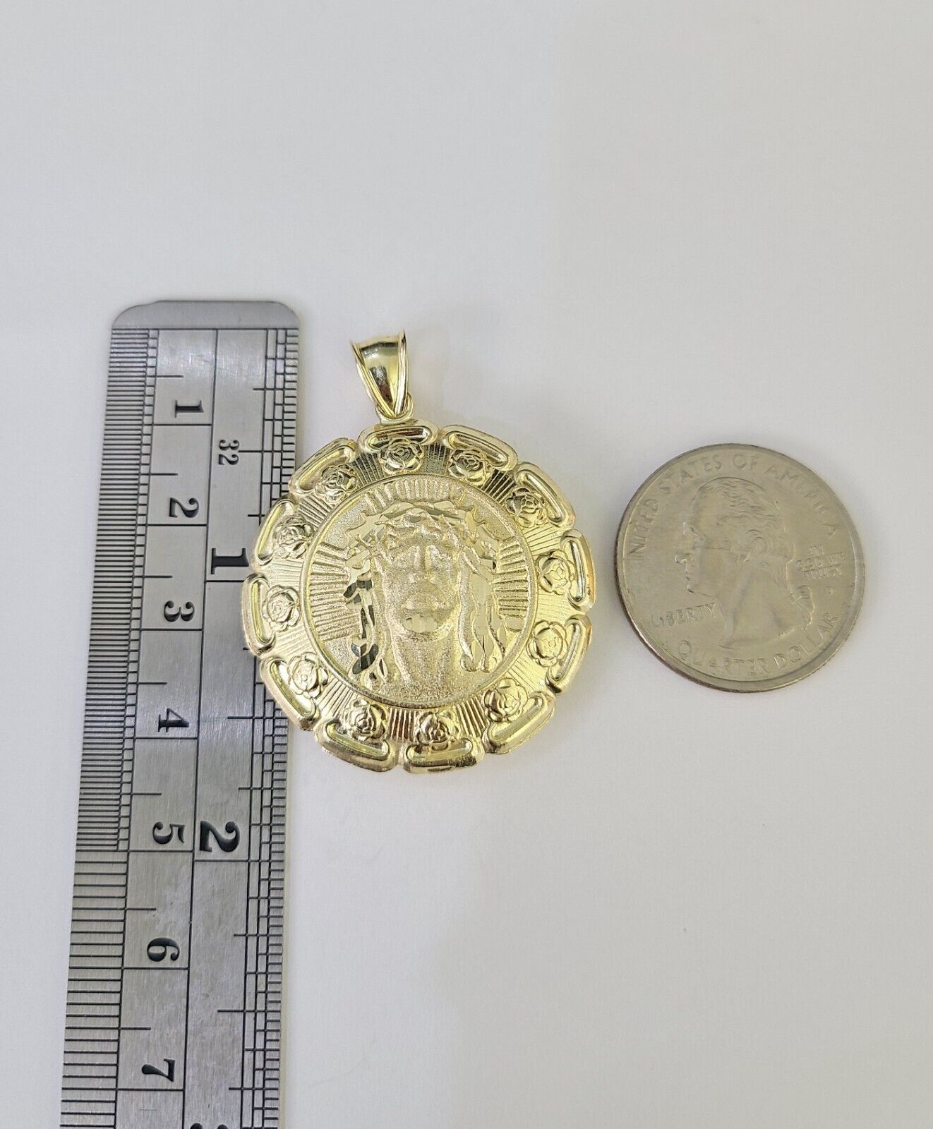 10k Cuban Chain Jesus Virgin Mary Charm Two - Sided Set 4mm 18" - 28" Necklace Gold - GoldenlinQ