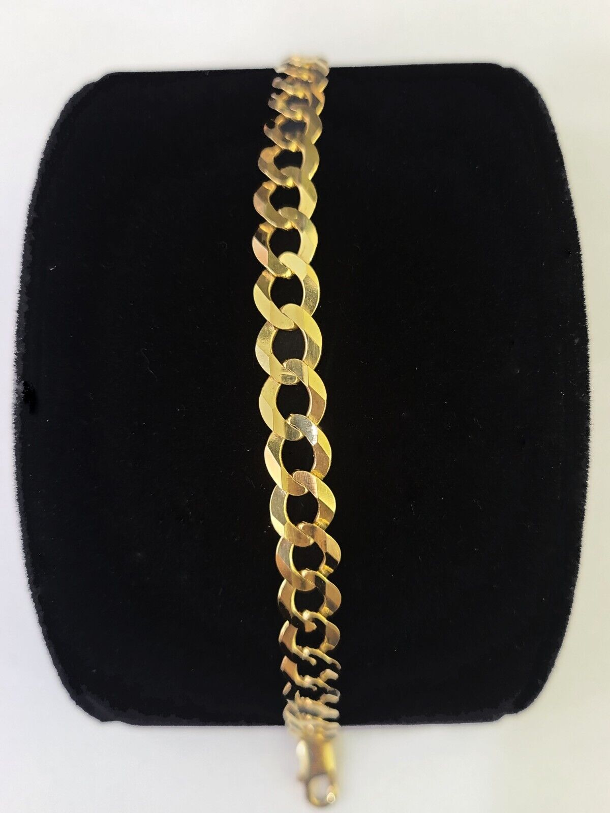 10k Cuban Curb link Bracelet 7" 7.5" 8" 8.5" 9" 8mm Solid Gold Lobster clasp - GoldenlinQ