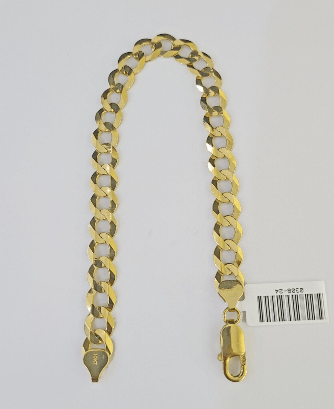 10k Cuban Curb Link Bracelet Yellow Gold 8mm 8.5 Inches Men Women Real - GoldenlinQ