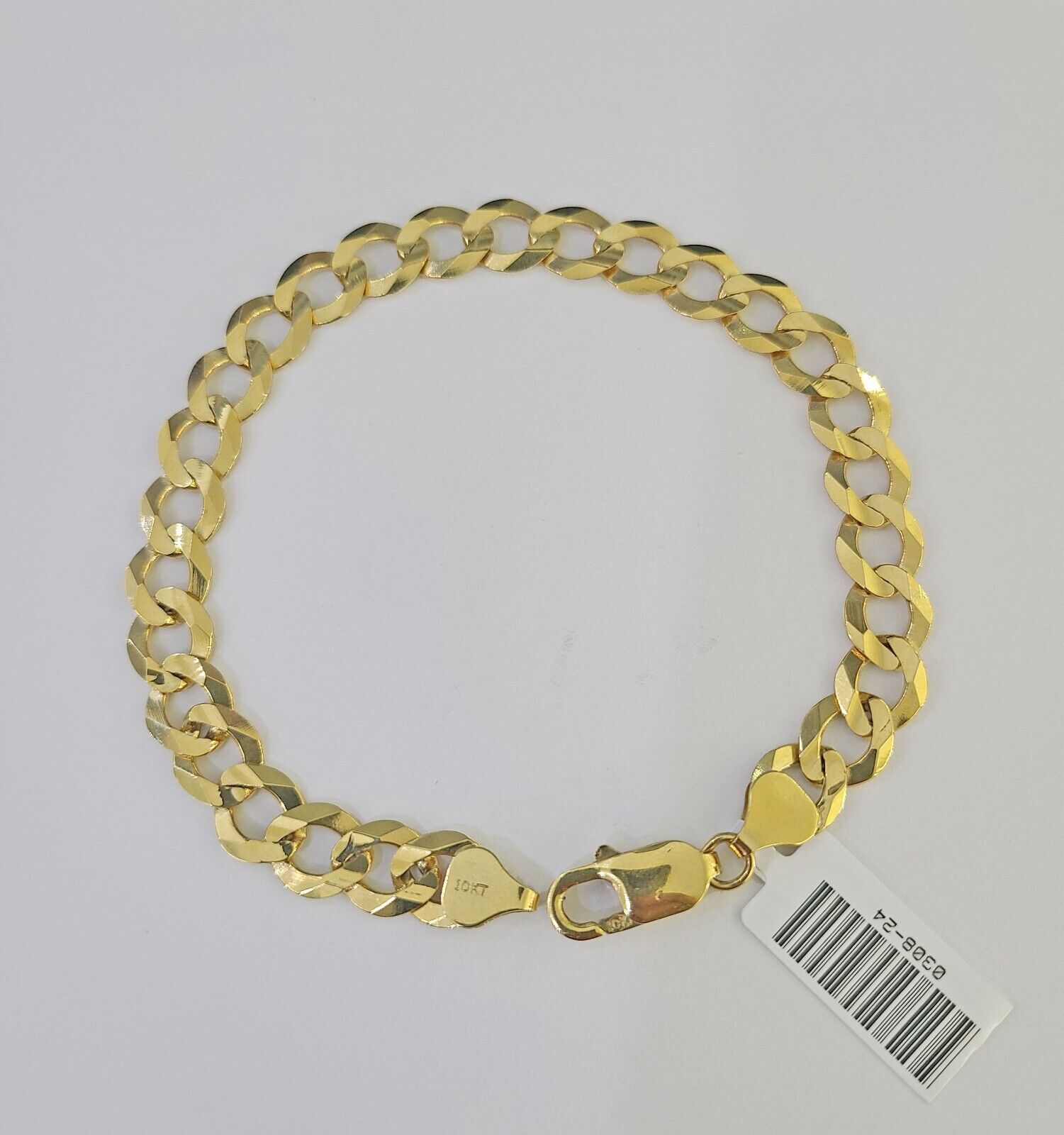 10k Cuban Curb Link Bracelet Yellow Gold 8mm 8.5 Inches Men Women Real - GoldenlinQ