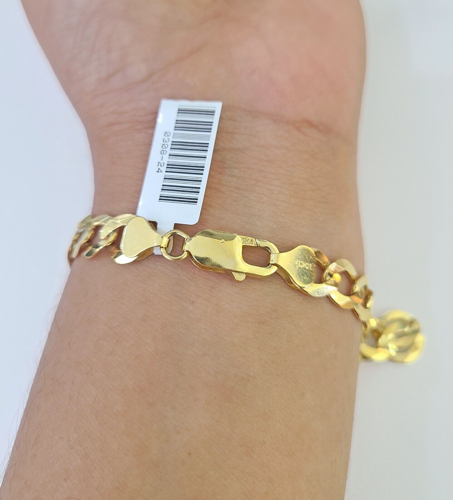10k Cuban Curb Link Bracelet Yellow Gold 8mm 8.5 Inches Men Women Real - GoldenlinQ