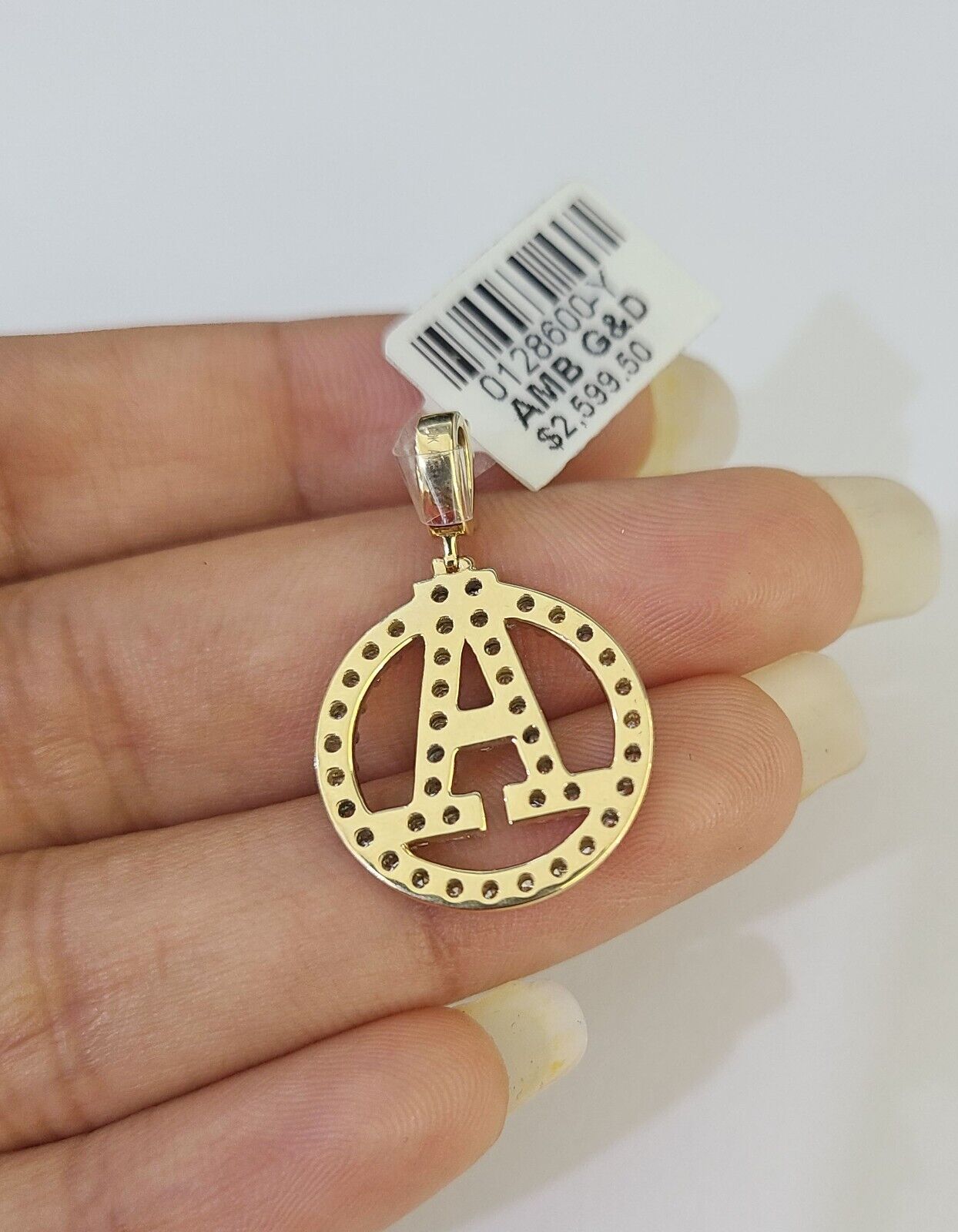 10k Diamond A Charm Pendant Initial Alphabet Letter Real Genuine Yellow Gold - GoldenlinQ