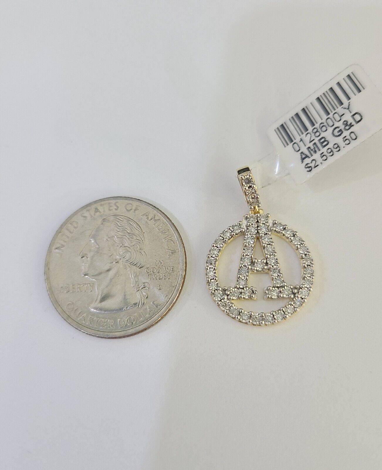 10k Diamond A Charm Pendant Initial Alphabet Letter Real Genuine Yellow Gold - GoldenlinQ