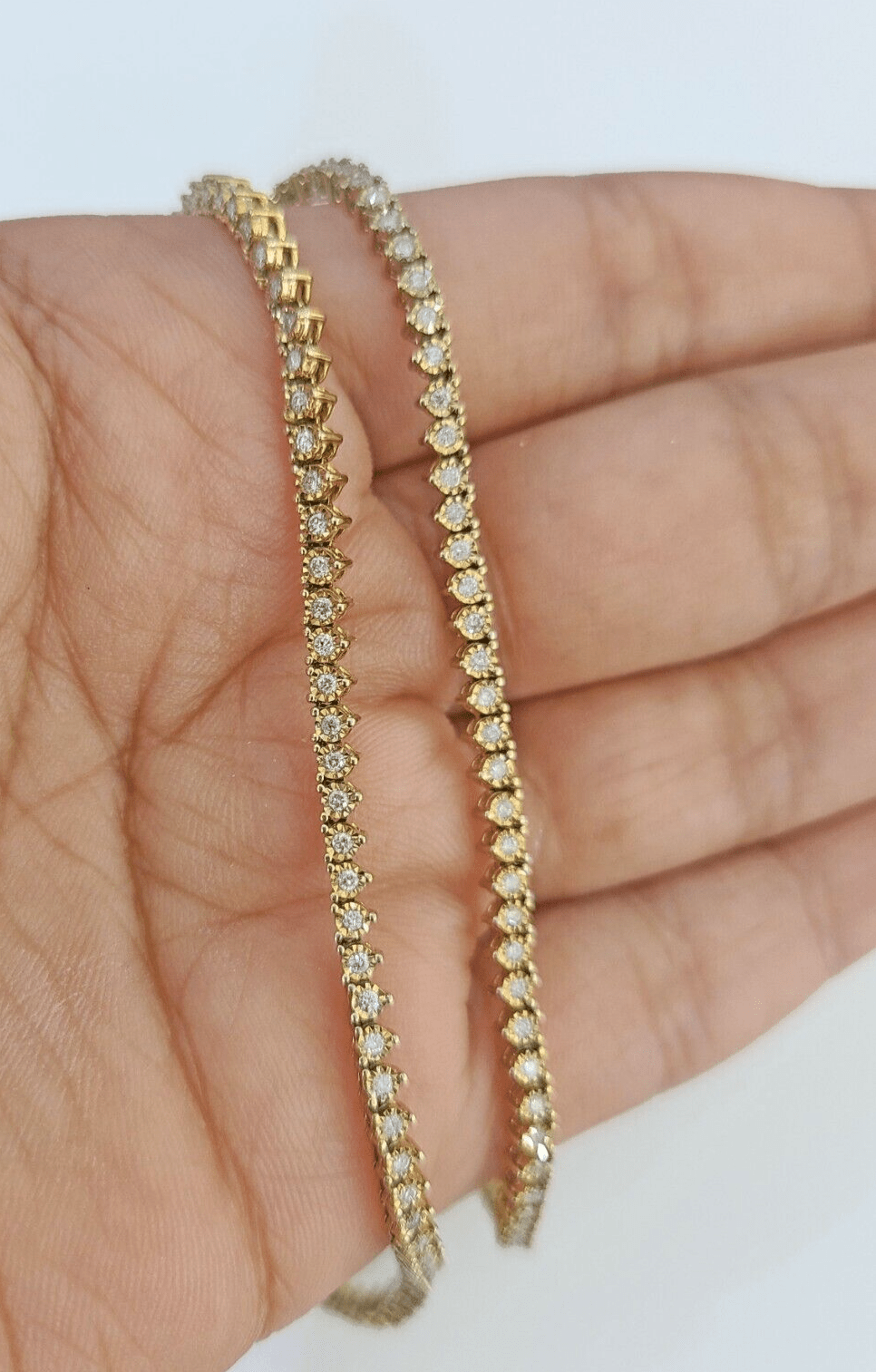 10k Diamond Chain Necklace Yellow Gold Men Women Real Genuine - GoldenlinQ