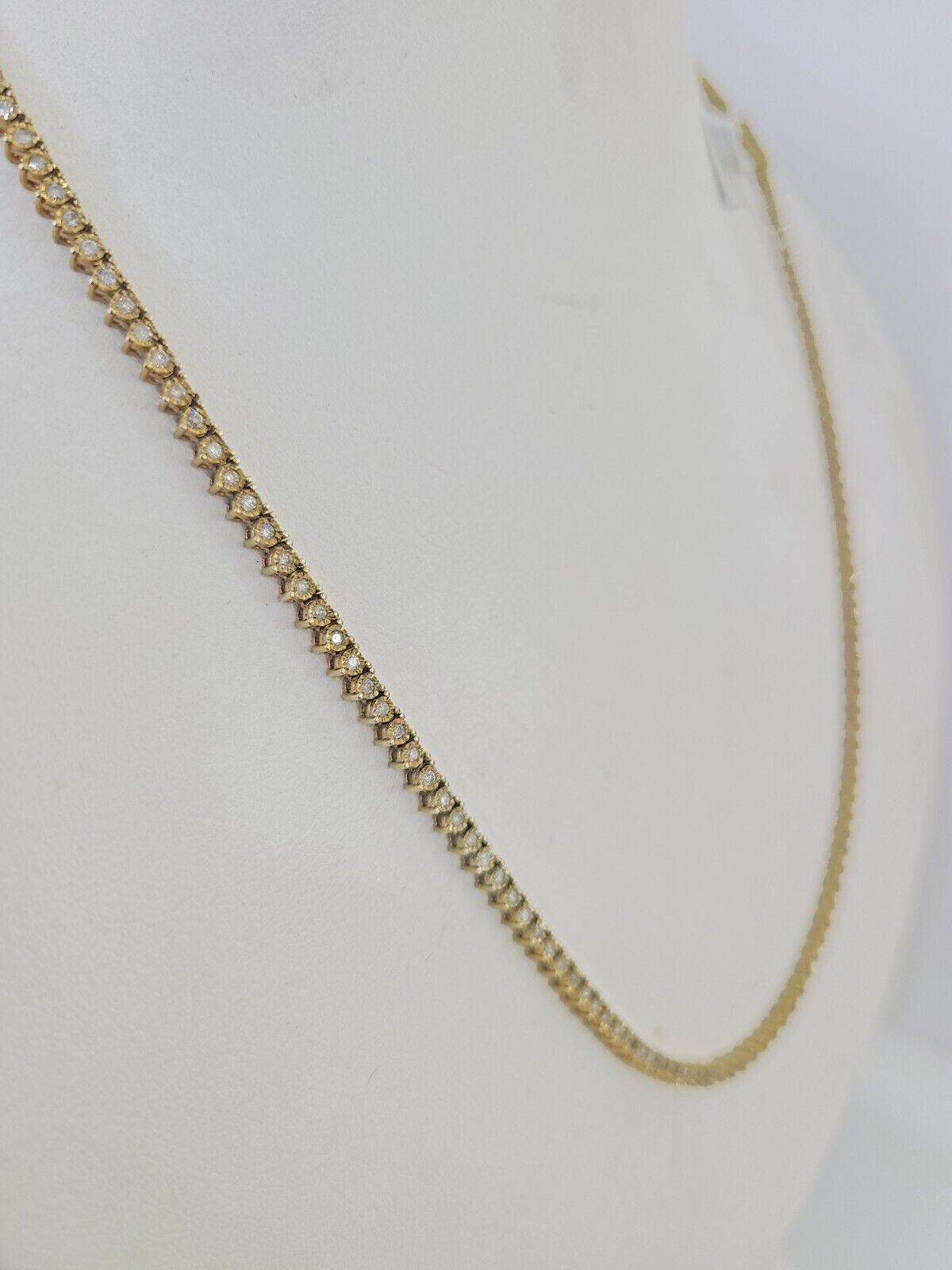 10k Diamond Chain Necklace Yellow Gold Men Women Real Genuine - GoldenlinQ