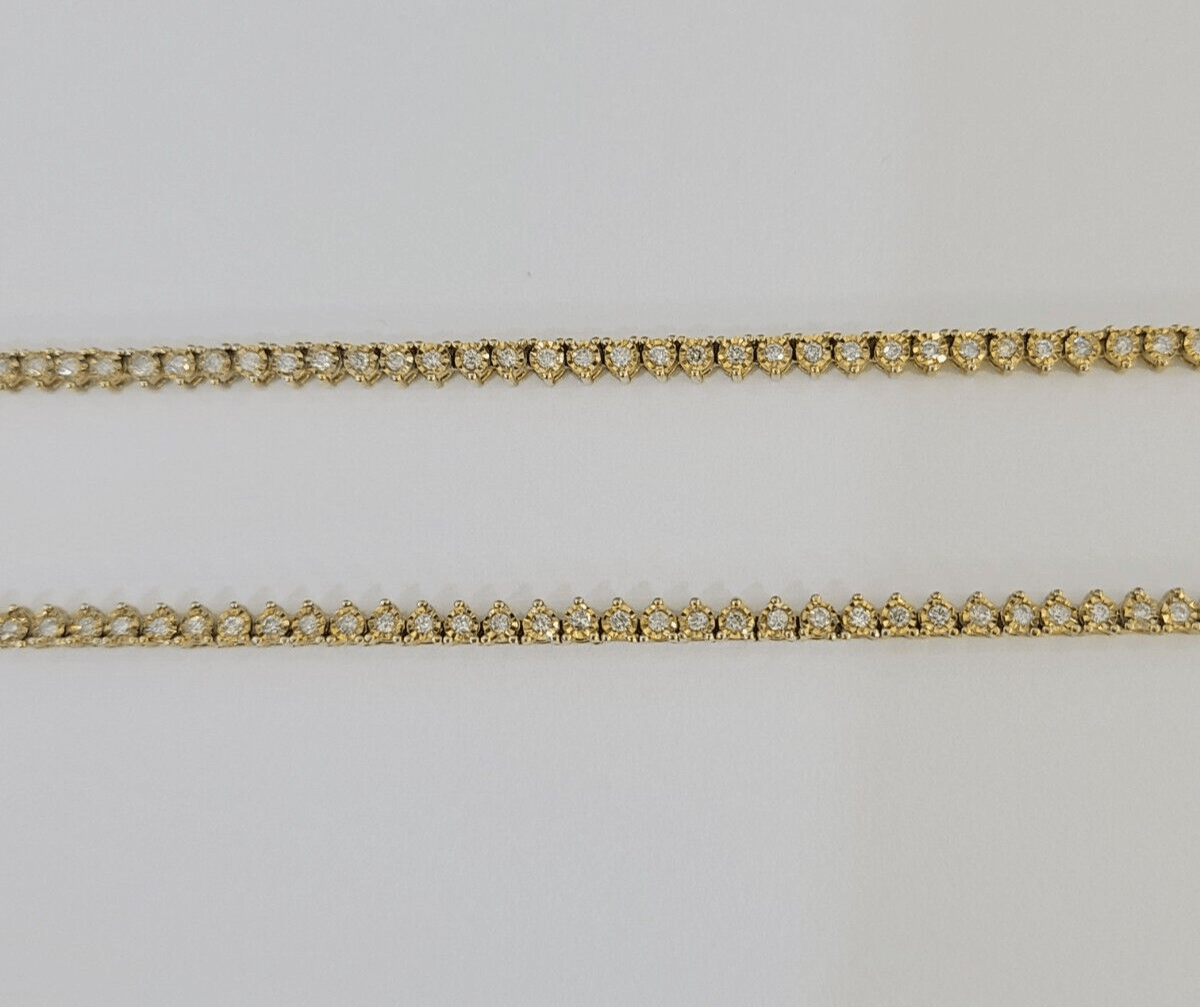 10k Diamond Chain Necklace Yellow Gold Men Women Real Genuine - GoldenlinQ