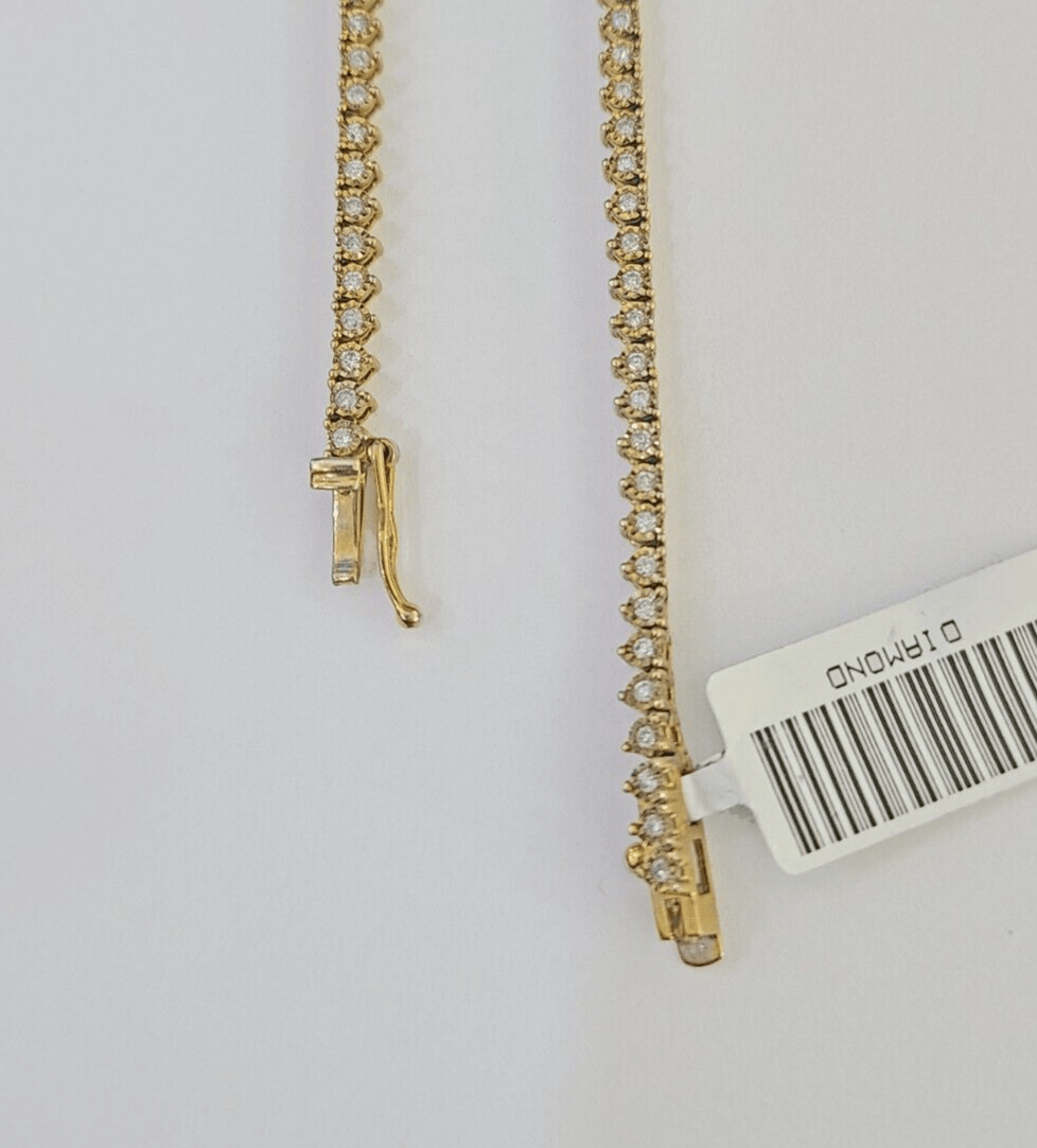 10k Diamond Chain Necklace Yellow Gold Men Women Real Genuine - GoldenlinQ